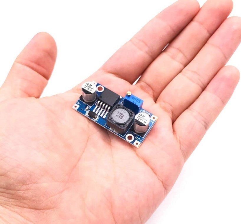 thumbnail interactive-video image 1 of LM2596 DC-DC Adjustable Buck Converter Power Supply Module – 3A, 24V/12V To 12V/5V/3.3V (Ti Brand) 1 of 5